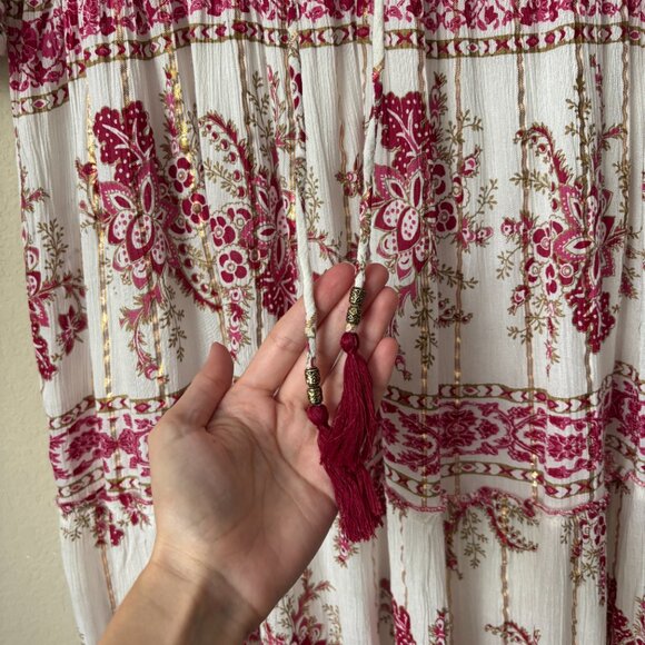 Me 2 Magic 2X Boho Paisley Floral Print Sequin Lace Up Maxi Dress - Picture 9 of 15